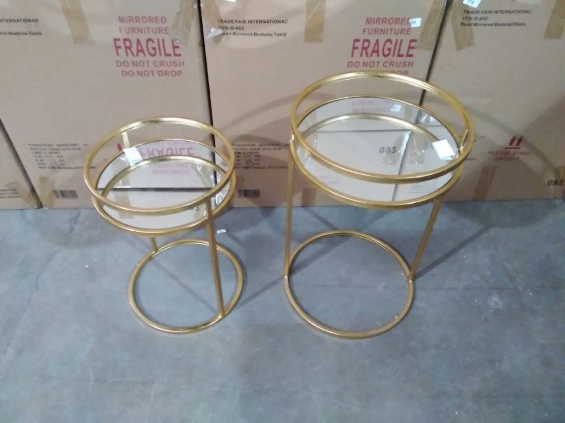 PARISIENNE GOLD GILT LEAF NEST OF 2 TABLES (BOXED,