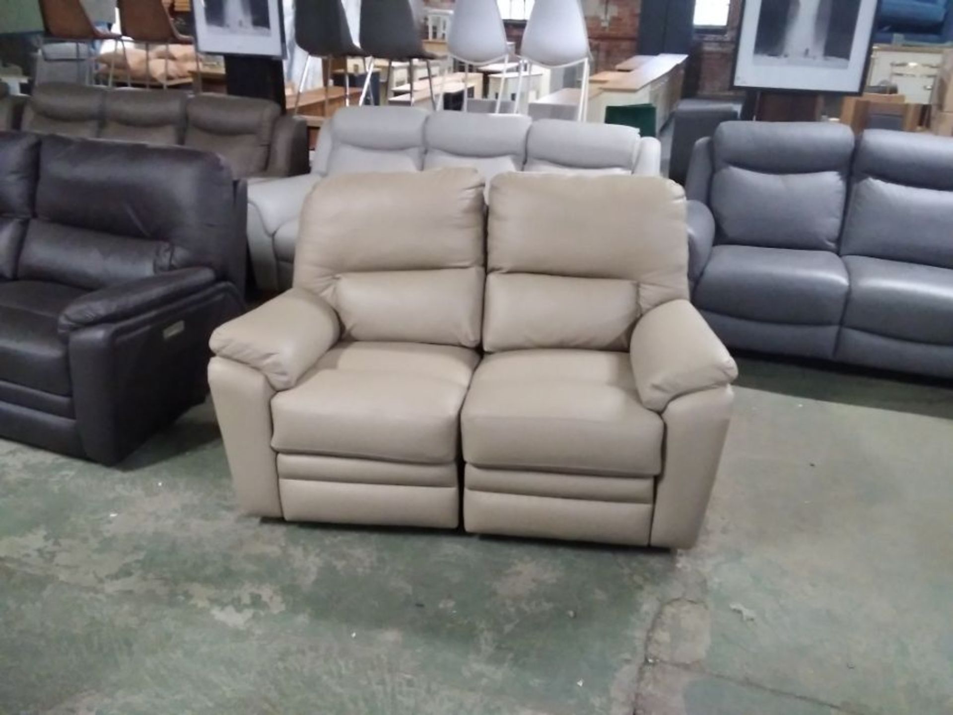 CREAM LEATHER MANUAL RECLINING 2 SEATER (TROO2823-