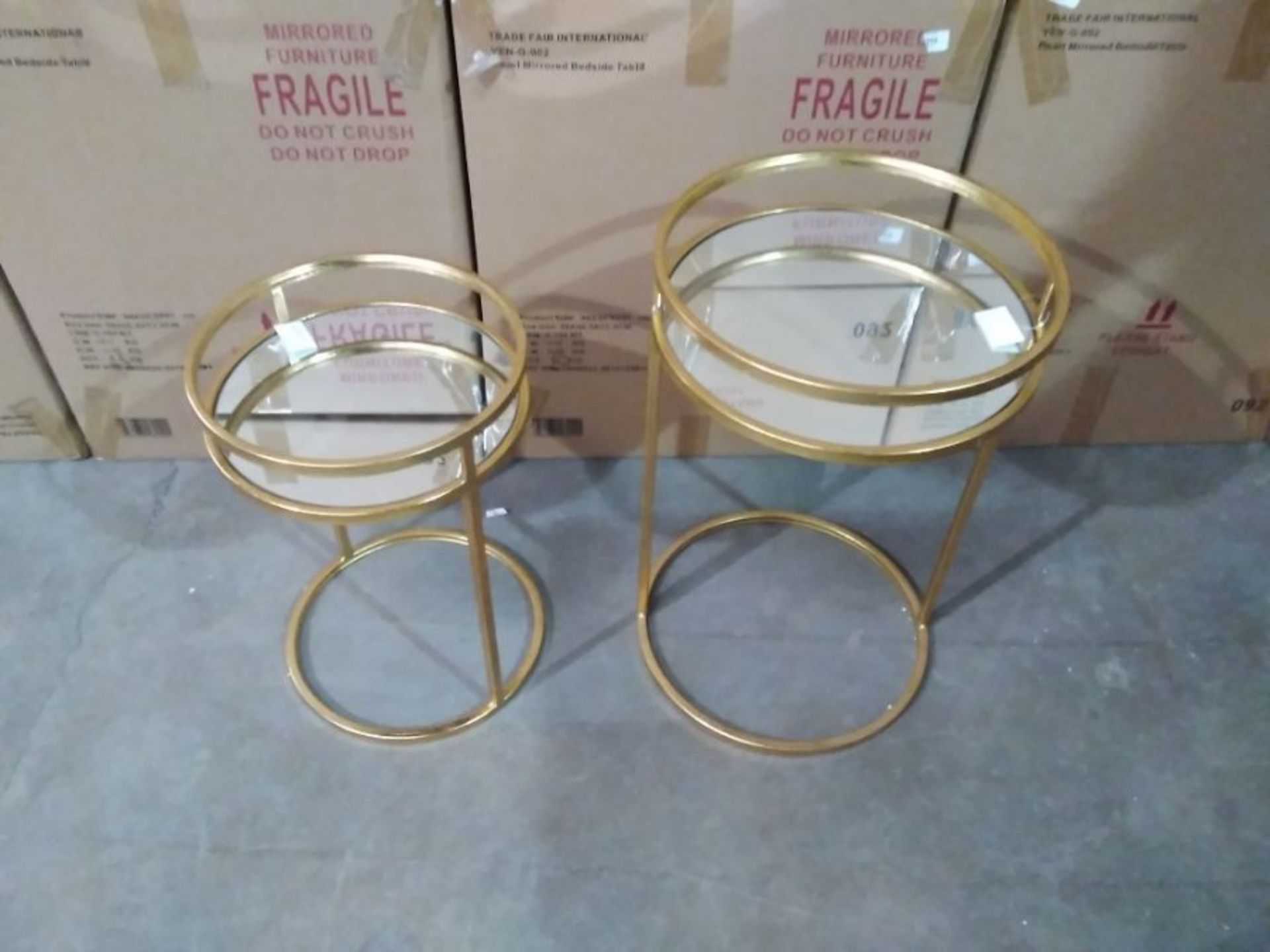 PARISIENNE GOLD GILT LEAF NEST OF 2 TABLES (BOXED,