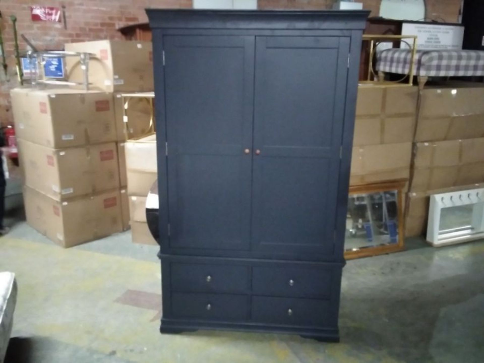 FLORENCE BLUE PAINTED DOUBLE WARDROBE (DAMAGED)