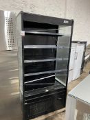 Adexa Black 5 Tier Open Fronted Display Fridge With Pulldown Screen, Please Note: There is NO VAT on