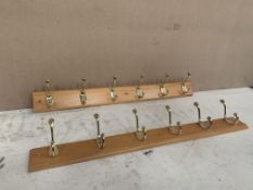 Wall Mounted Wood And Gold Effect Coat Hangers