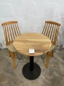 Timber Top Cafe Table, 550mm Día Complete With; 2no. Chairs, Please Note: There is NO VAT on the