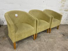 3no. Fabric Green Low Level Chairs, Please Note: There is NO VAT on the HAMMER Price of this Lot