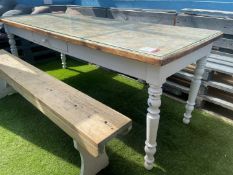 Timber Dining Table with Glass Sheet & Bench