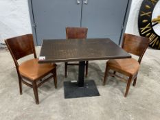 Timber Top Rectangle Dining Table Complete With 3no. Leatherette Timber Frame Dining Chairs