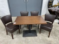 Timber Top Rectangle Dining Table Complete With 4no. Leatherette Timber Frame Dining Chairs