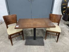 Timber Top Rectangle Dining Table Complete With 2no. Leatherette Timber Frame Dining Chairs