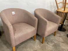 2no. Fabric Purple Low Level Chairs, Please Note: There is NO VAT on the HAMMER Price of this Lot