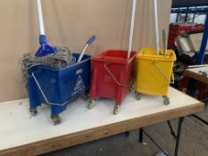 3no. Colour Coded Mop Buckets