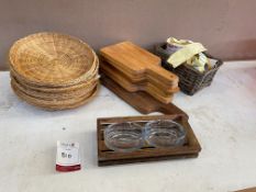 Timber Serving Paddles, Wicker Style Baskets