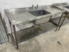 Stainless Steel Single Tank Sink, 1800 x 670mm