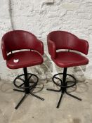 2no. Red Leatherette Swivel Stools