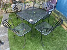 Metal Out Door Dining Table Complete with 4no. Metal Outdoor Chairs