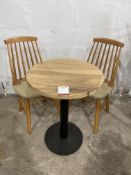 Timber Top Cafe Table, 550mm Día Complete With; 2no. Chairs, Please Note: There is NO VAT on the