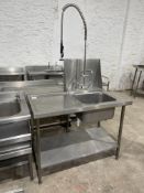 Stainless Steel Single Tank Sink Complete with Faucet, 640 x 1200mm