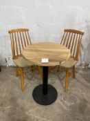 Timber Top Cafe Table, 550mm Día Complete With; 2no. Chairs, Please Note: There is NO VAT on the