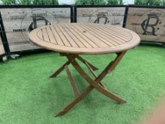 Round Garden Table As Lotted, Wood Finish, Diameter Approximately 1100mm