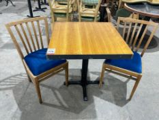 Timber Top Dining Table, 700 x 700mm, Complete with 2no. Timber Framed Chairs
