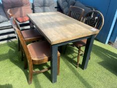 Timber Top Dining Table Complete with 4no. Chairs as Lotted