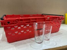 21no. Butcome Pint Glasses & 10no. Butcome 1/2 Pint Glasses, Please Note: Red Crate Not Included