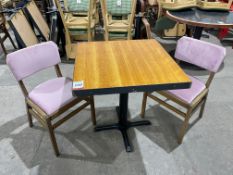 Timber Top Dining Table, 700 x 700mm, Complete with 2no. Timber Framed Chairs