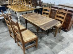 Timber Dining Table Complete With 4no. Wicka Style Based Dining Chairs