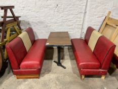 Red and White Leatherette Booth Seating Comprising, 2no. Booth Benches 1500 x 610mm & Wall Supported