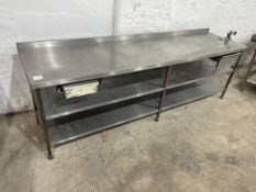 Stainless Steel 3-Tier Preparation Table, with Splashback Complete With Tin Opener, 2800 x 750mm