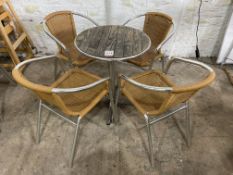 Outdoor Metal Frame Bistrot Dining Set, 600mmDia Complete With 4no. Metal Frame Chairs, Please Note: