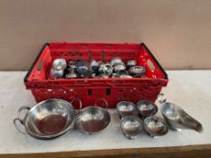 Large Quantity of Sugar Bowls, Steel Bowls & Gravy Boats as Lotted. Please Note: Red Crate Not