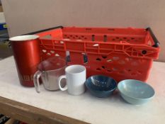 Quantity of Various Mugs, Bowls etc. Please Note: Red Crate Not Included