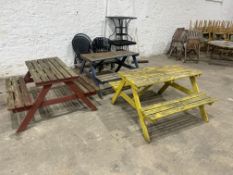 3no. Wooden Picnic Benches As Lotted