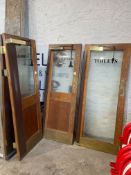 3no. Timber Doors with Brass Handles Comprising, 'Toilets', 'Gentlemen' & 'Women'