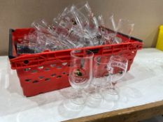 27no. Birra Moretti Pint Glasses & 11no. Birra Moretti 1/2 Pint Glasses, Please Note: Red Crate