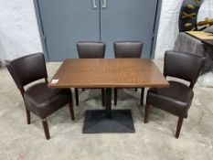 Timber Top Rectangle Dining Table Complete With 4no. Leatherette Timber Frame Dining Chairs