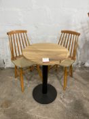 Timber Top Cafe Table, 550mm Día Complete With; 2no. Chairs, Please Note: There is NO VAT on the