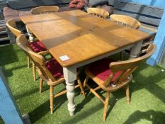 Timber Top Dining Table Complete with 4no. Farmhouse Style Dining Chairs (Note: Photo is for