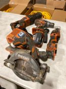 Lot of Ridgid Cordless Drill, Reciprocating Saw, Battery Charger, Circular Saw, One-Handed Reciproca