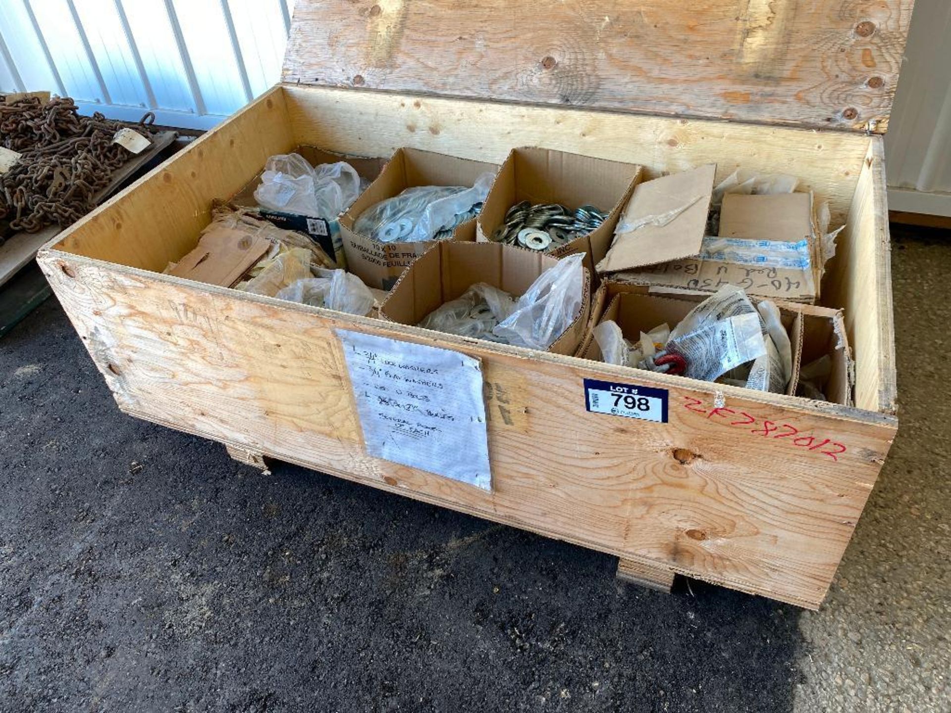 Crate of Asst. Washers, U-Bolts, etc.