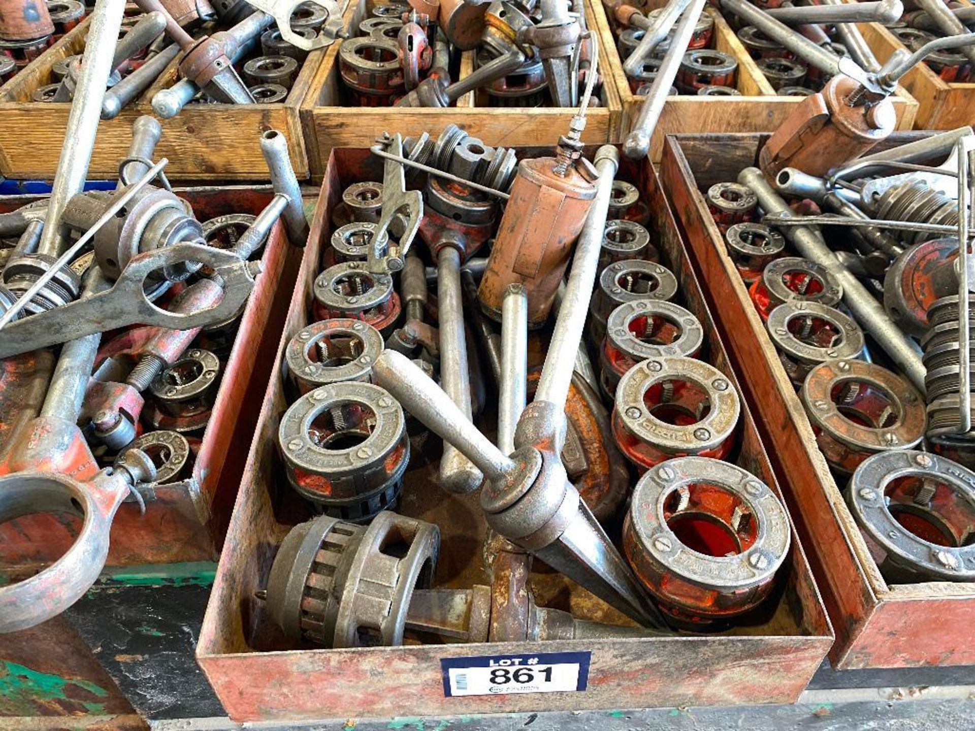 Lot of (2) Asst. Ridgid Manual Threaders Sets including Asst. Die Heads, Pipe Cutters, Reamers, Oil - Image 3 of 3