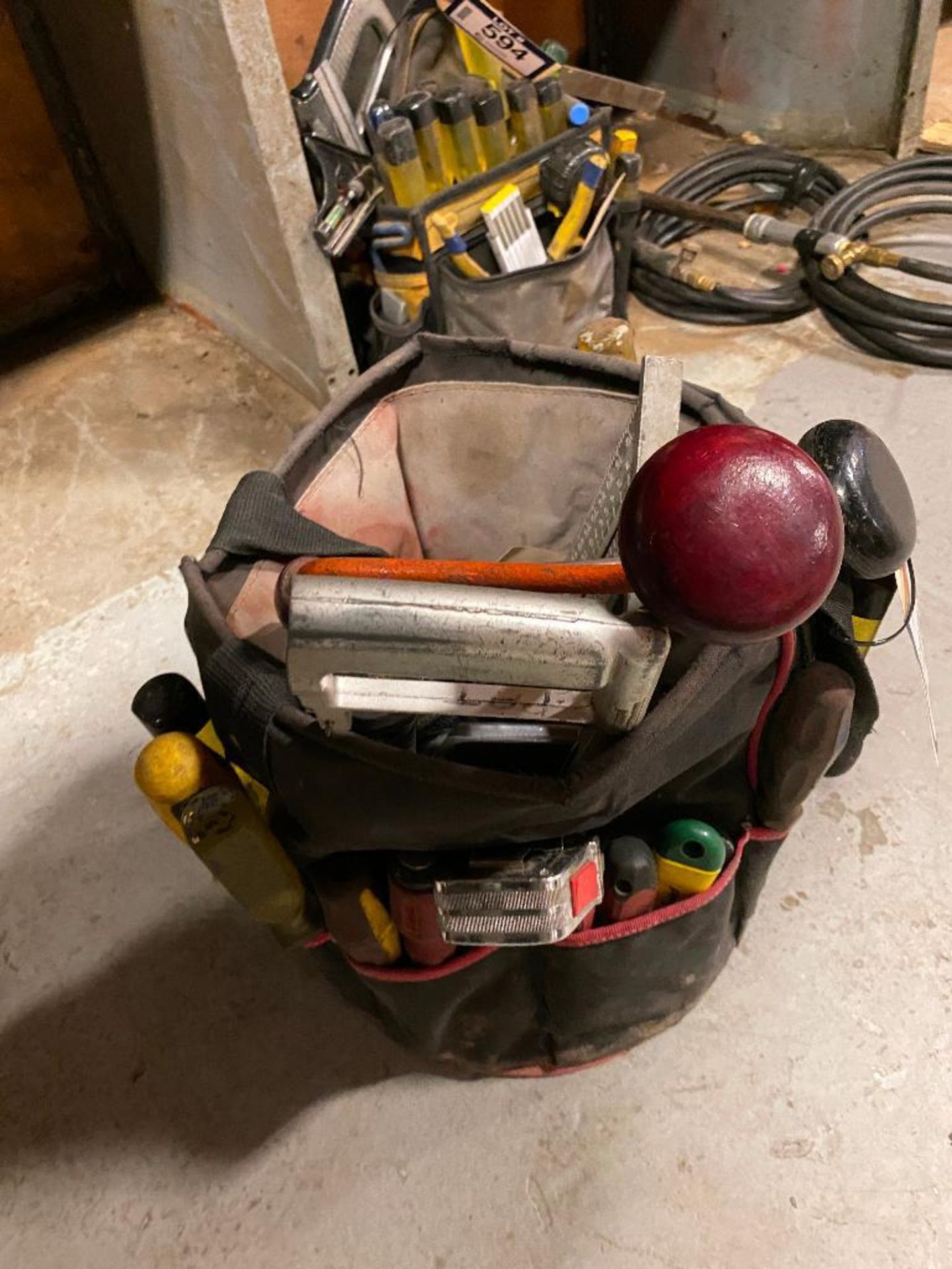 Electricians Tool Bag w/ Screw Drivers, Square, Tape Measure, Saw, Hammer, etc. - Image 2 of 4