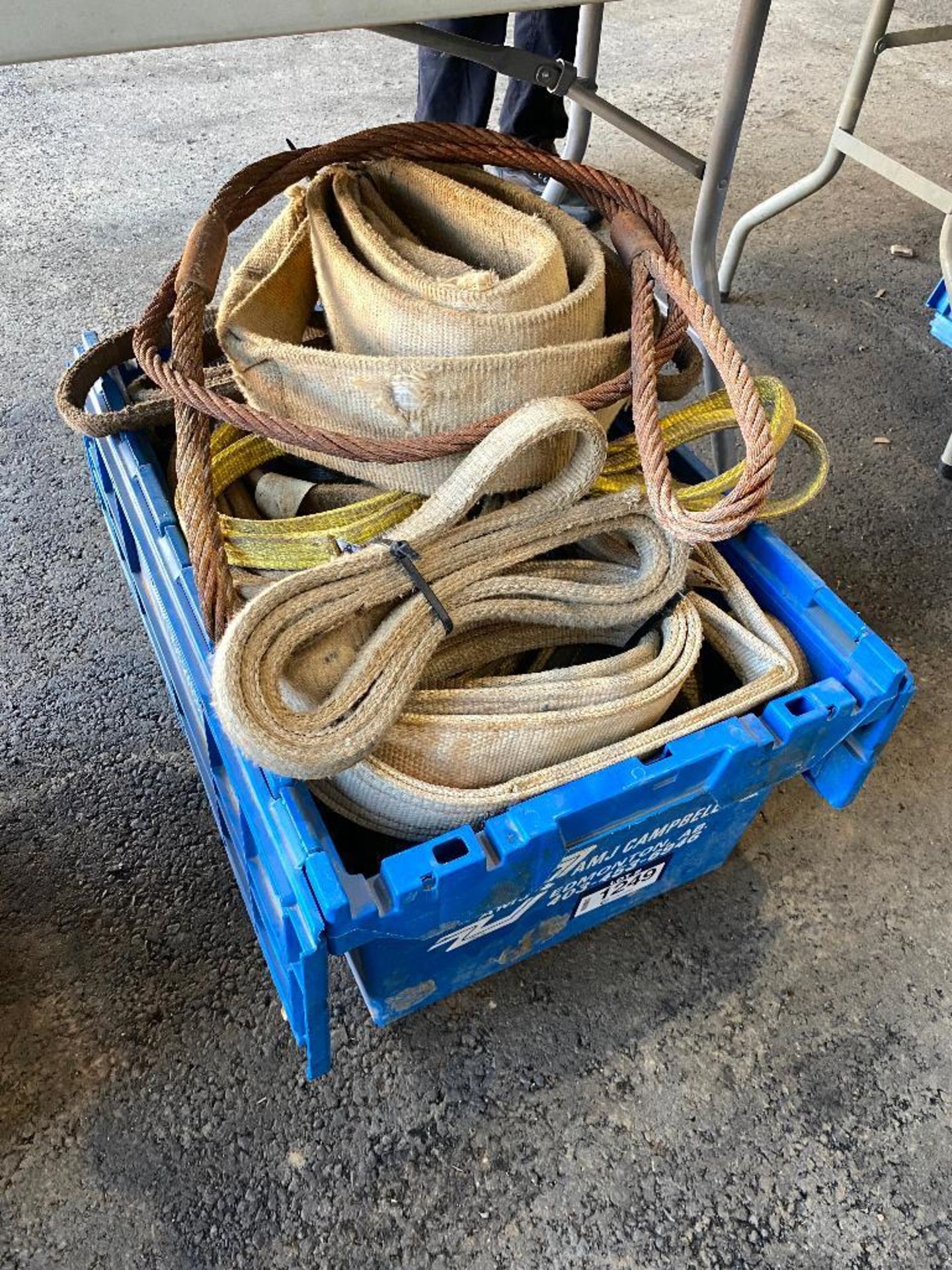 Tote of Asst. Lifting Slings and Tow Straps, etc.