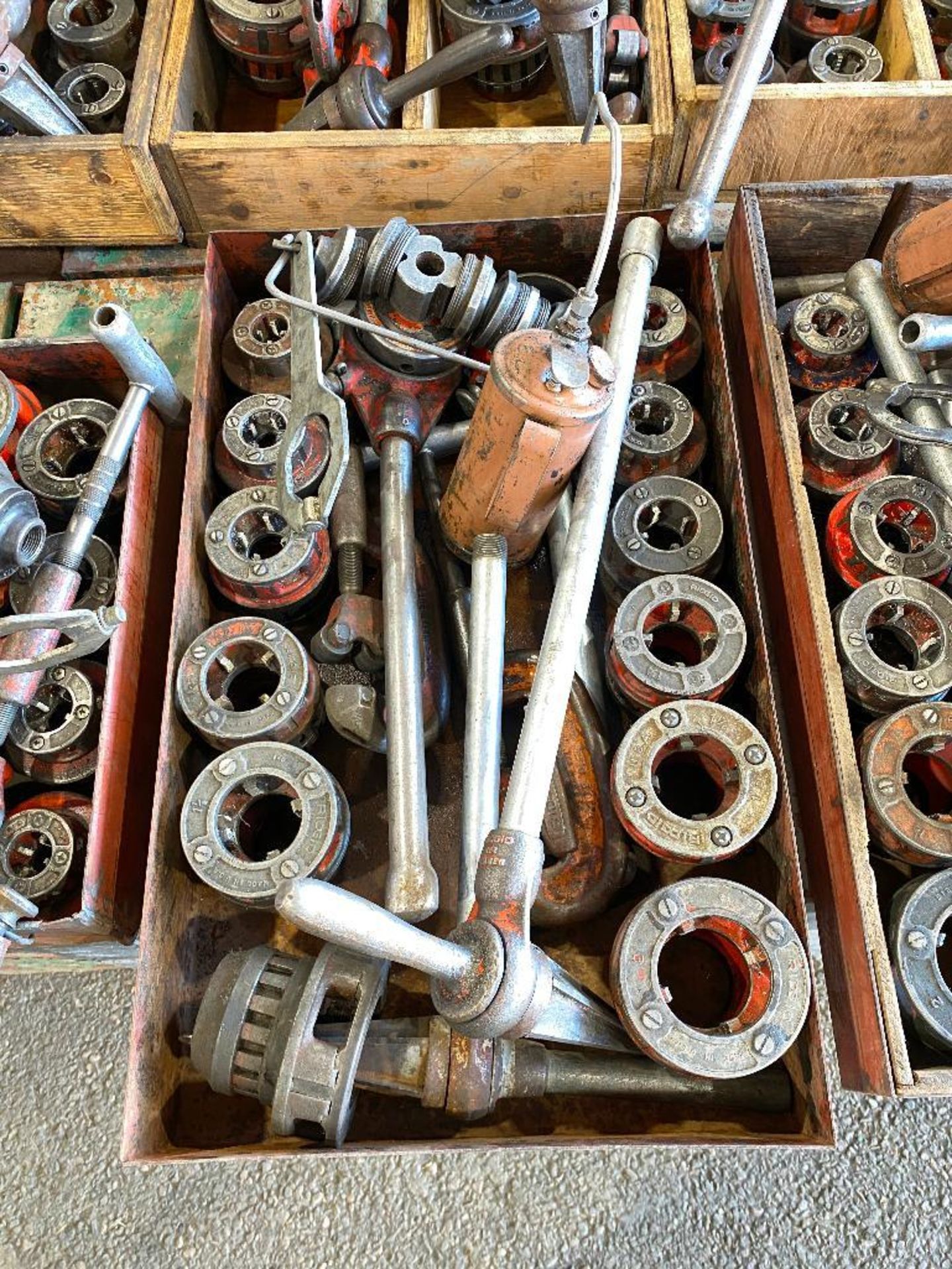 Lot of (2) Asst. Ridgid Manual Threaders Sets including Asst. Die Heads, Pipe Cutters, Reamers, Oil - Image 2 of 3
