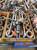 Lot of (2) Asst. Ridgid Manual Threaders Sets including Asst. Die Heads, Pipe Cutters, Reamers, Oil