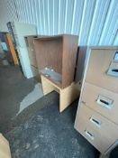 Lot of (1) 30" X 30" X 30" Single Desk w/ (2) Bookshelves