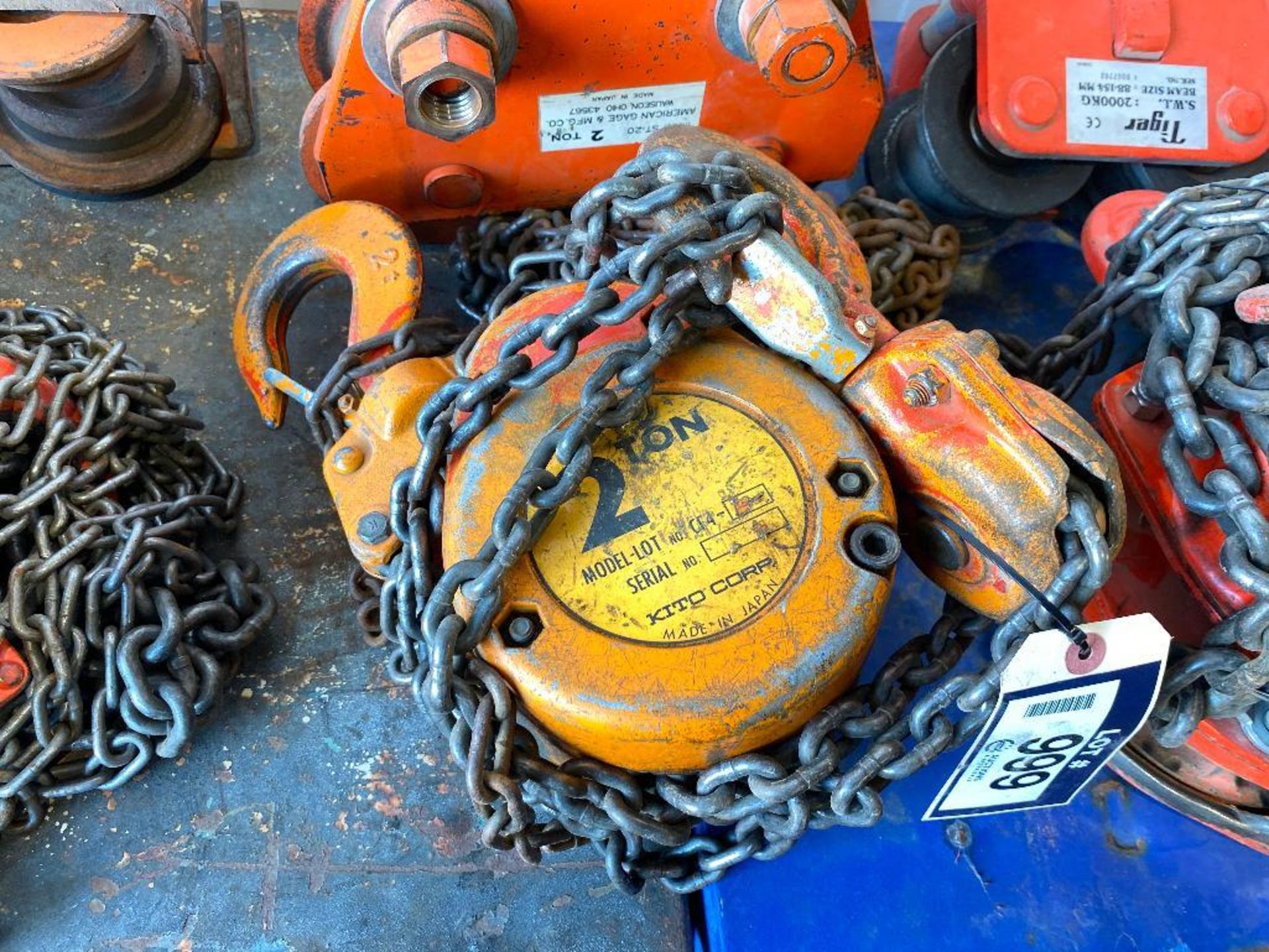 Lot of Kito Corp 2-Ton Chain Hoist and American Gauge ST-20 2-Ton Beam Roller - Image 4 of 4