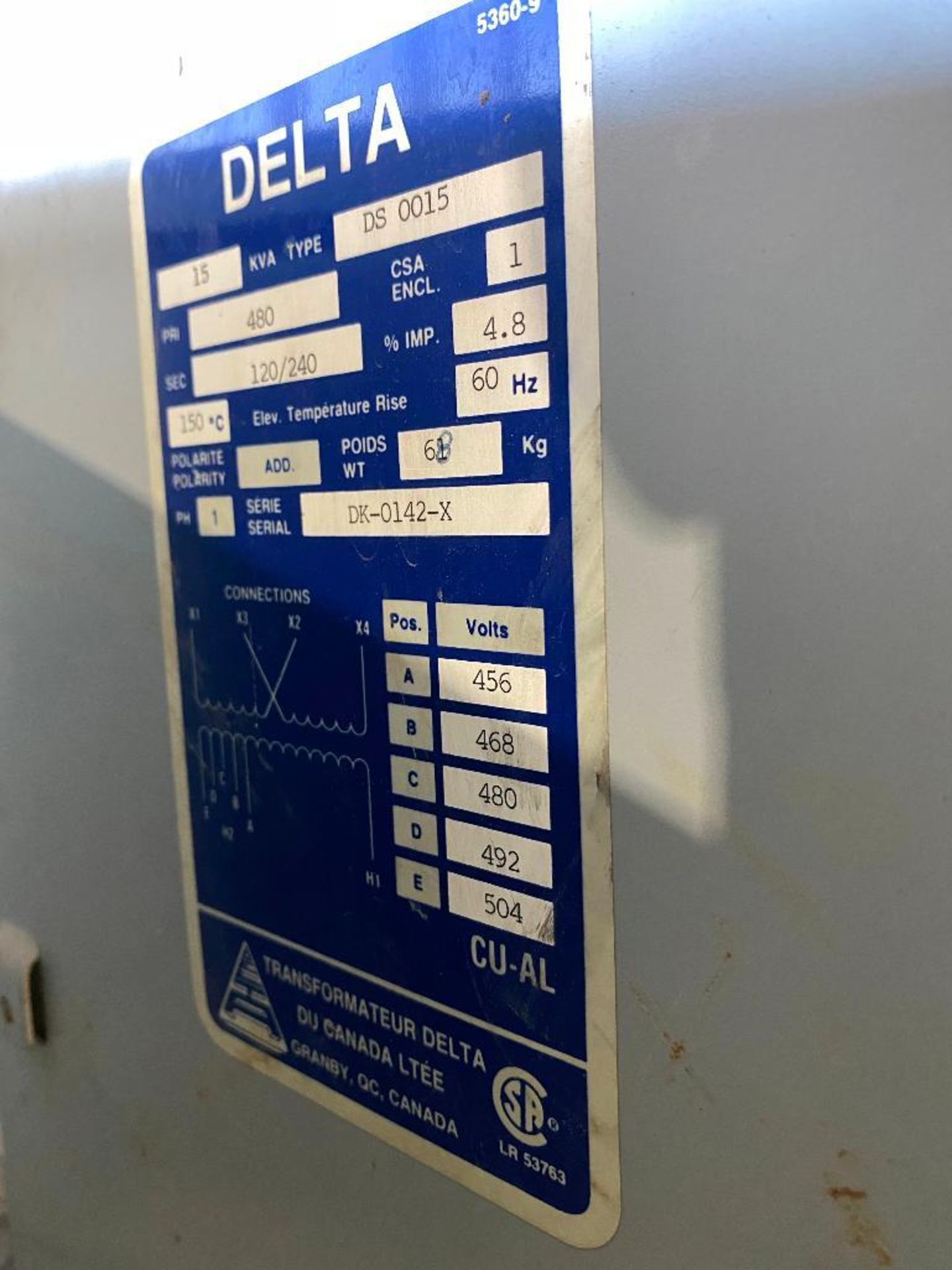 Delta 15KVA DS 0015 Transformer - Image 2 of 4