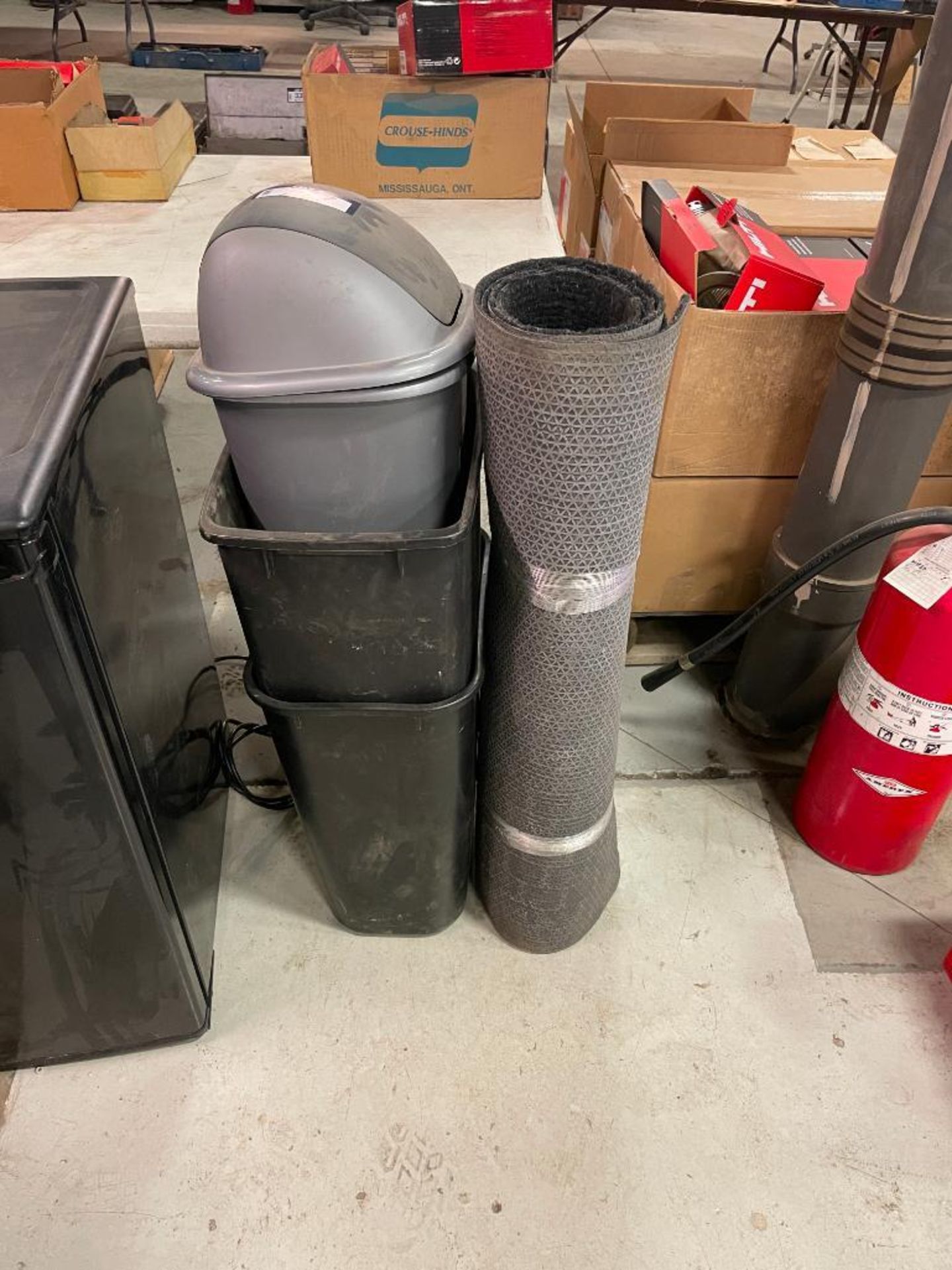 Lot of (4) Asst. Waste Bins and Rug