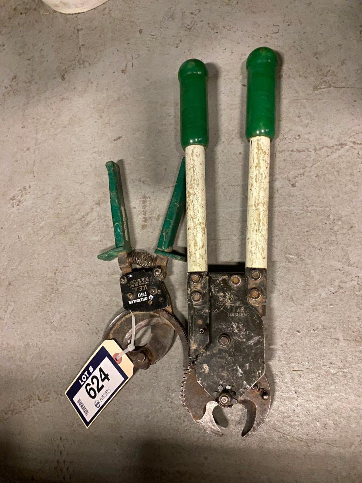 Lot of (1) Greenlee 760 Ratcheting Cable Cutter and (1) Ratcheting Cable Cutter